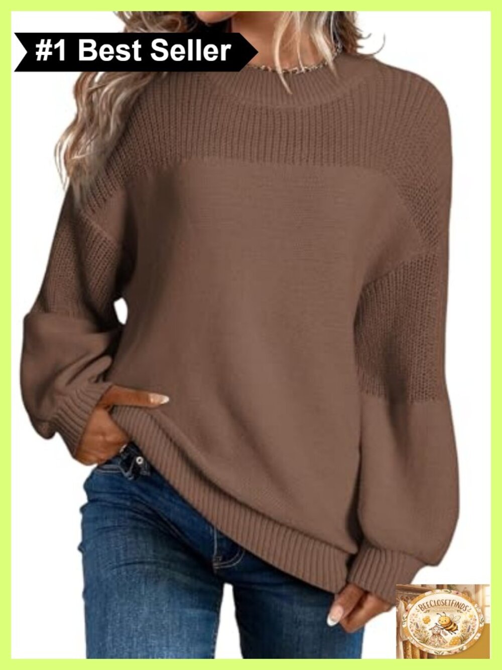 Oversized Long Sleeve Crewneck Pullover Sweater Soft Knit Loose Fit Women